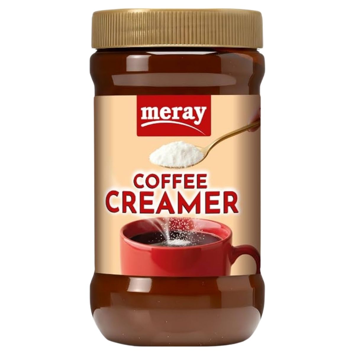 Jar of Meray Coffee Creamer on a white background