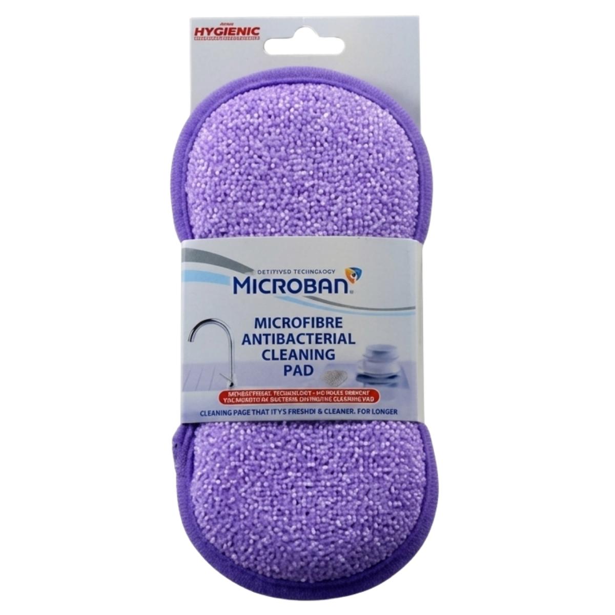 The Microban Microfibre Antibacterial Cleaning Pad (1 Pack) in retail packaging offers hygienic surface cleaning and long-lasting antibacterial protection.
