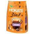 A pack of Mokate 3 in 1 Caramel Instant Coffee Sachets (17g x 10), showing a caramel coffee cup, caramel label, and 10 single-serve sachets on the front.