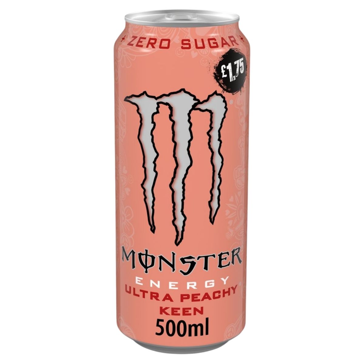 Monster Energy Ultra Peachy Keen can on a white background