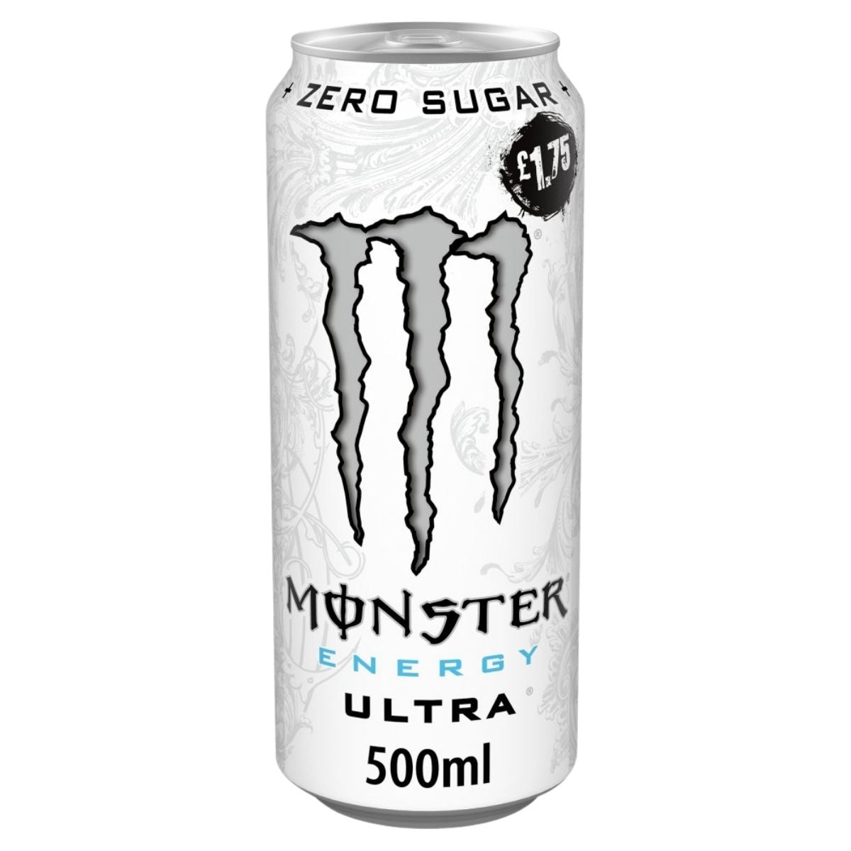 Monster Energy Ultra can with ice design on a white background