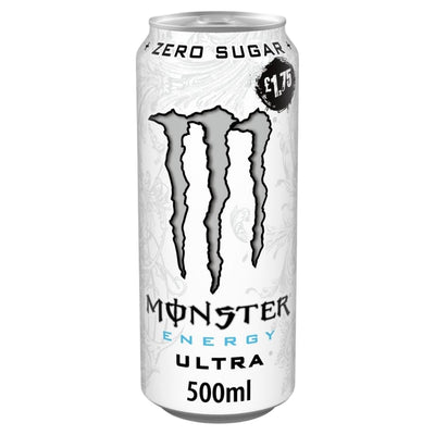 Monster Energy Ultra can with ice design on a white background
