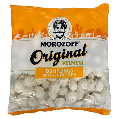A plastic package of frozen Morozoff - Original Dumplings With Chicken - 400g.