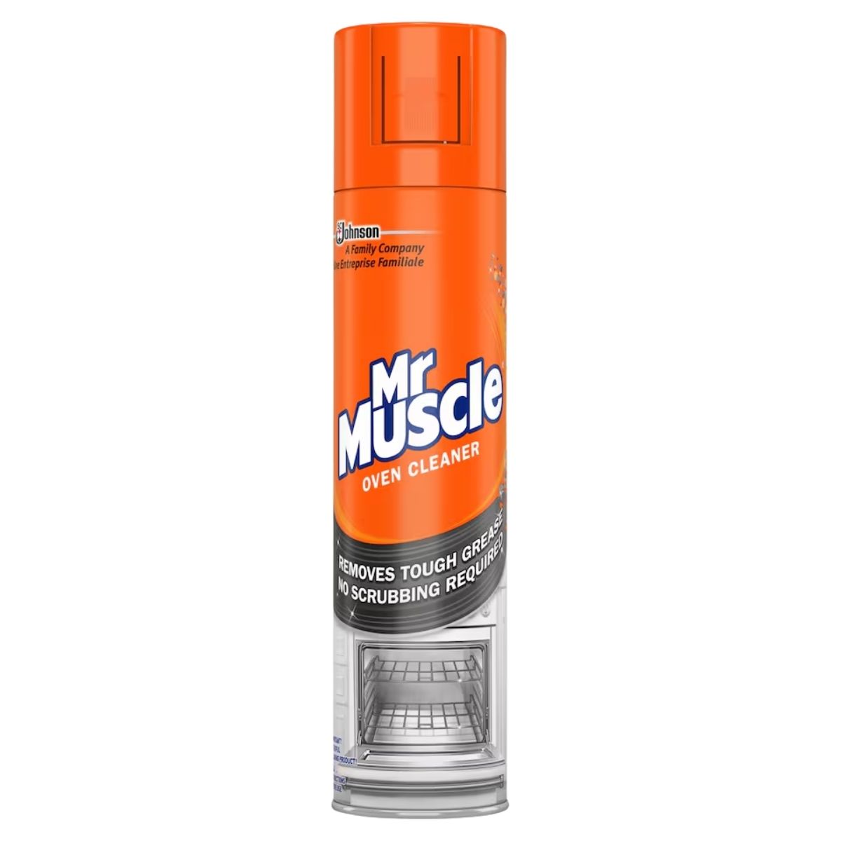 A 300ml can of Mr Muscle Oven Cleaner promises powerful grease removal and no scrubbing, even on burnt-on food.