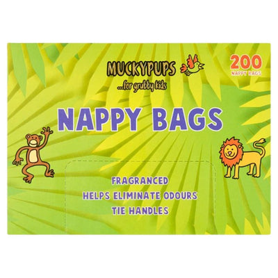 Muckypups nappy bags packaging with green leafy design
