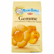 A 200g pack of Mulino Bianco Gemme Biscuits With Italian Apricot Jam, featuring images of the cookies, a jam jar, and apricots on a cream-colored background.
