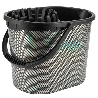 Murat - Mop Bucket with Patt - 15 Liters with an attached plastic wringer and a black handle.