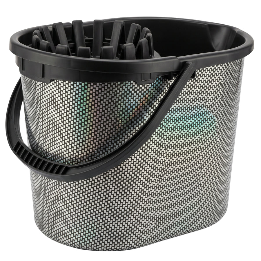 Murat - Mop Bucket with Patt - 15 Liters with an attached plastic wringer and a black handle.