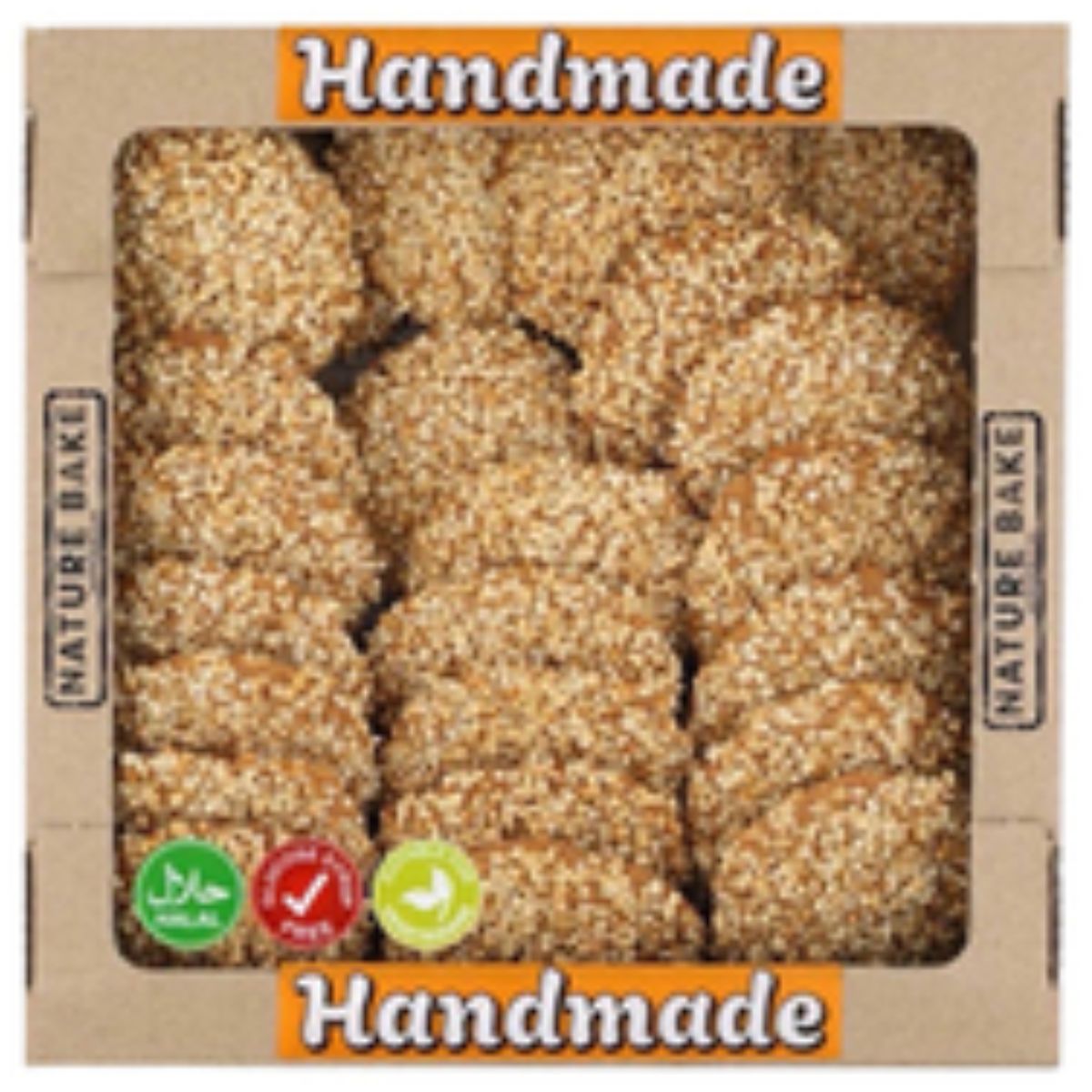 Handmade Nature Bake - Cookies Sesame - 360g in a cardboard box.