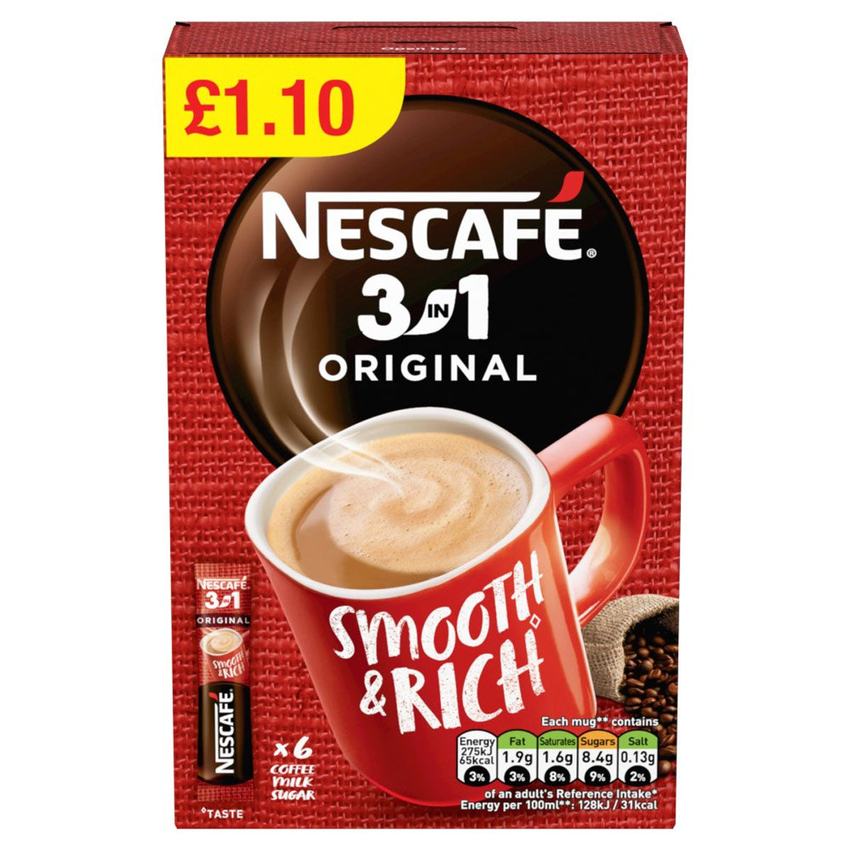 Nescafe - 3in1 Instant Coffee - 6 x 16g - Continental Food Store