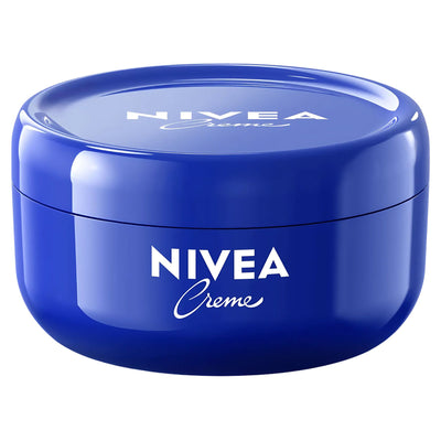 A blue round 50ml container of Nivea - Creme Rich Moisturizer Cream with white text on the lid and side, photographed against a white background.