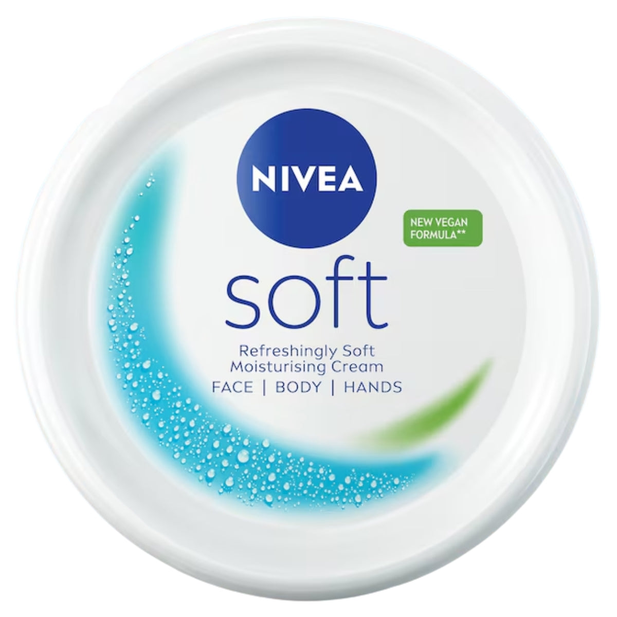 Nivea Soft Refreshingly Soft Moisturising Cream in a round white plastic tub with a blue and green label design.