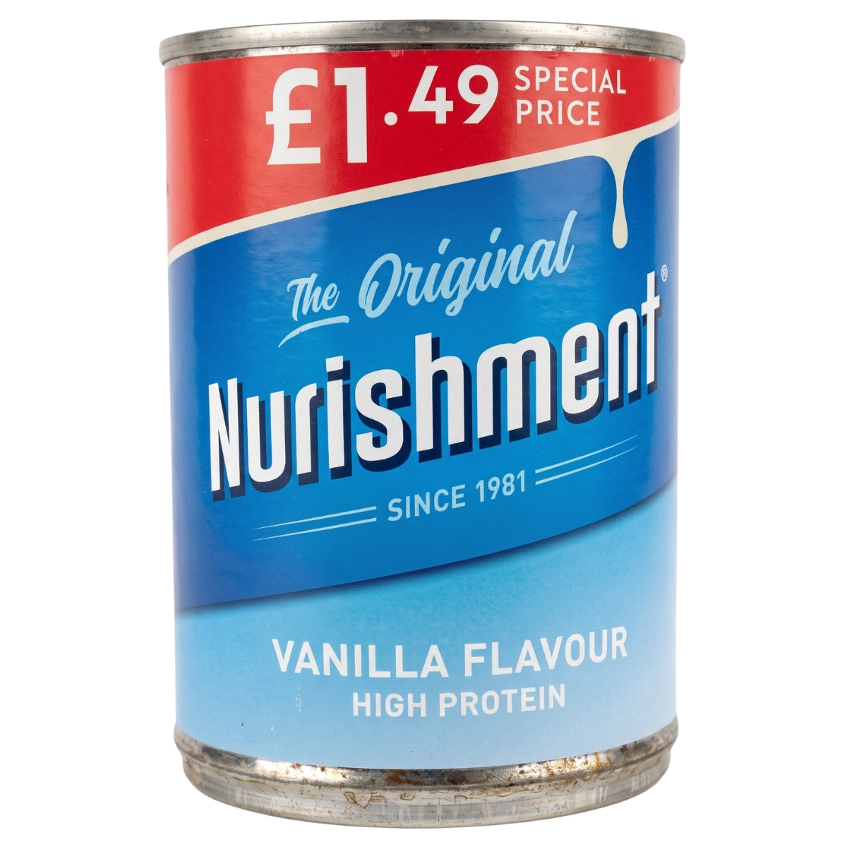 A 370ml can of Nurishment Vanilla Flavour Drink, specially priced at £1.49.
