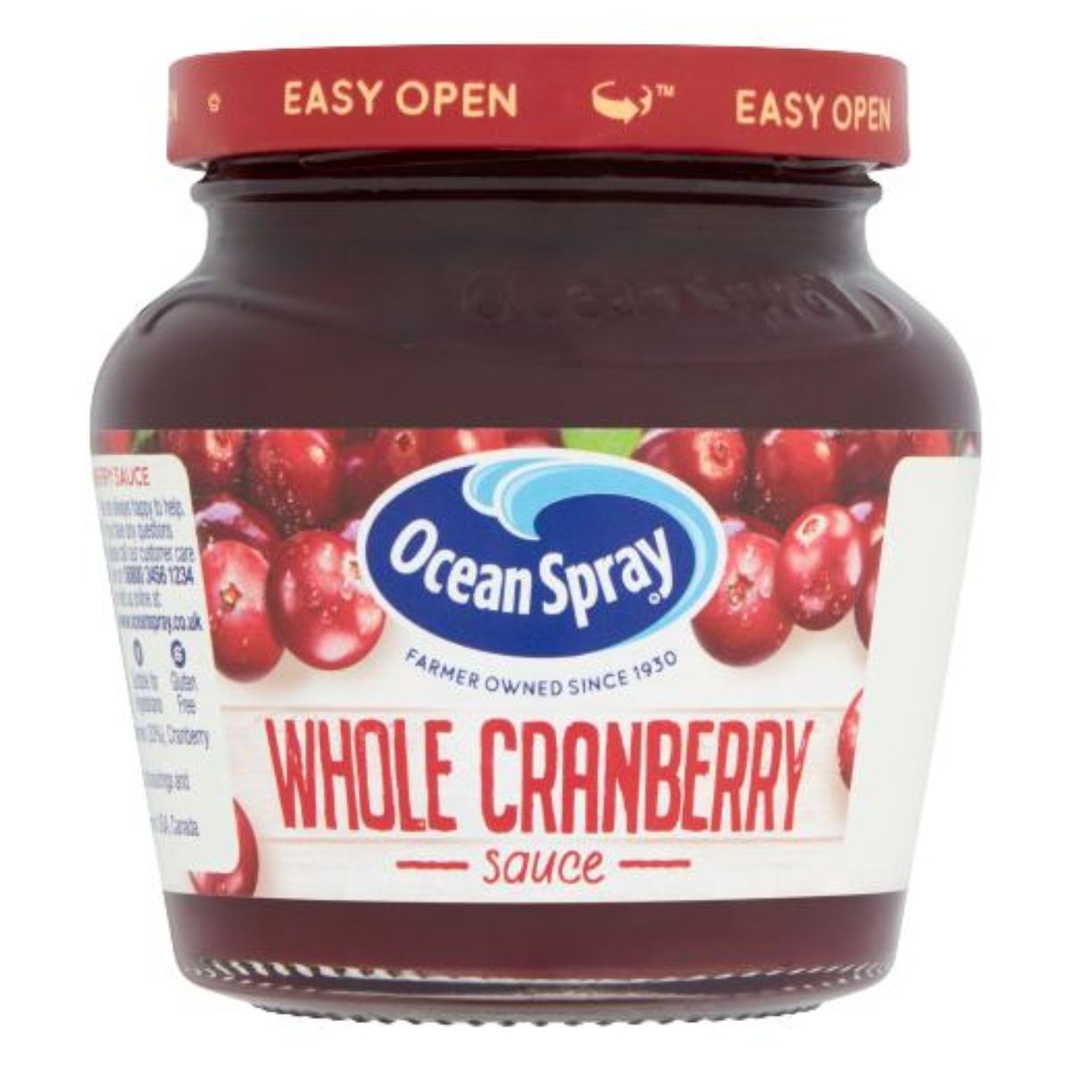 Enhance your holiday feast with Ocean Spray Whole Cranberry Sauce. Packed in a 200g jar with a red "Easy Open" lid, it delivers the vibrant taste of whole cranberries, adding a festive touch to any meal.