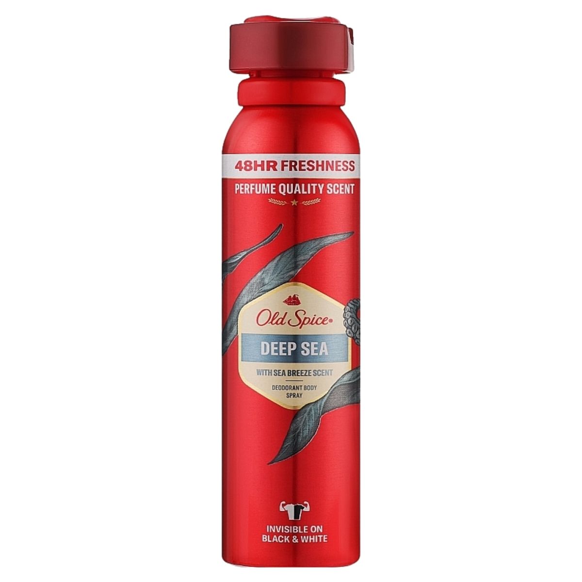 Red Old Spice Deep Sea deodorant spray bottle on a white background