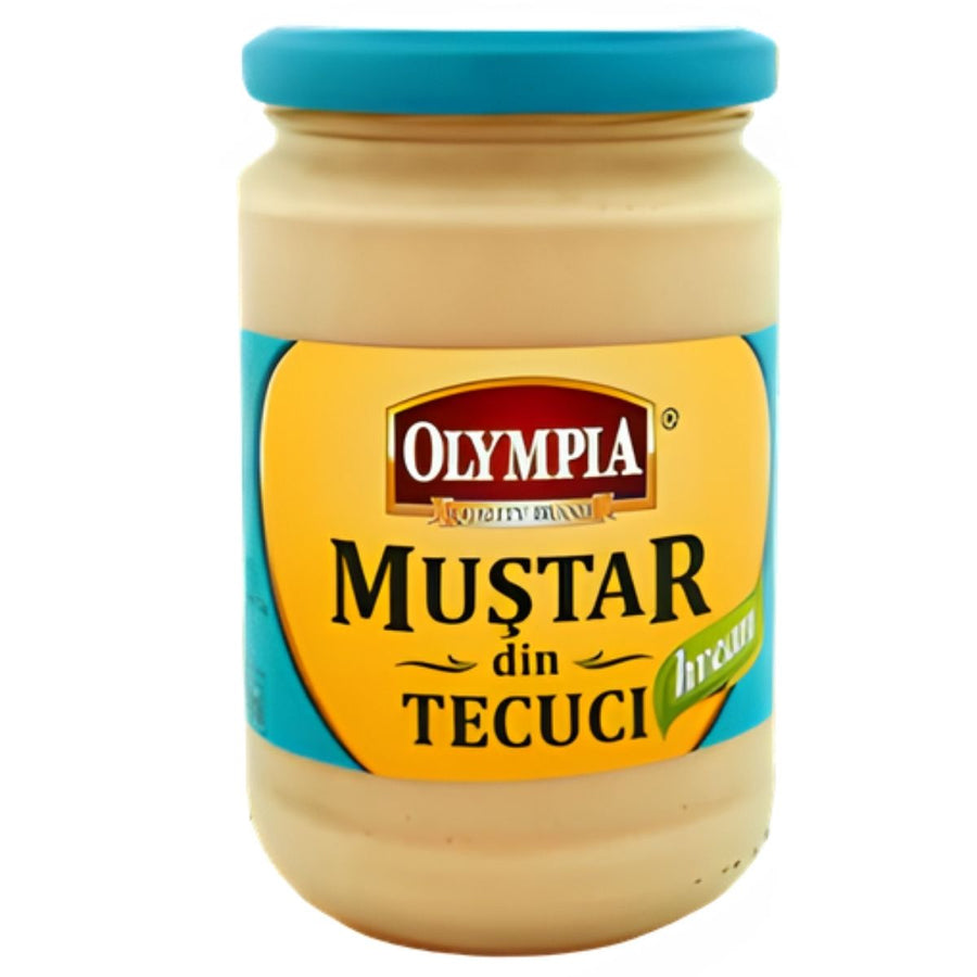 Olympia Mustard with Horseradish Flavour (300g) is ideal for those who love extra kick in their mustard. This jar features a blue lid and yellow label—perfect for adding bold horseradish taste to your favorite dishes.