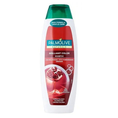 Palmolive Naturals Shampoo Brilliant Colour 350ml, designed for colored hair, contains pomegranate to help maintain vibrant color.