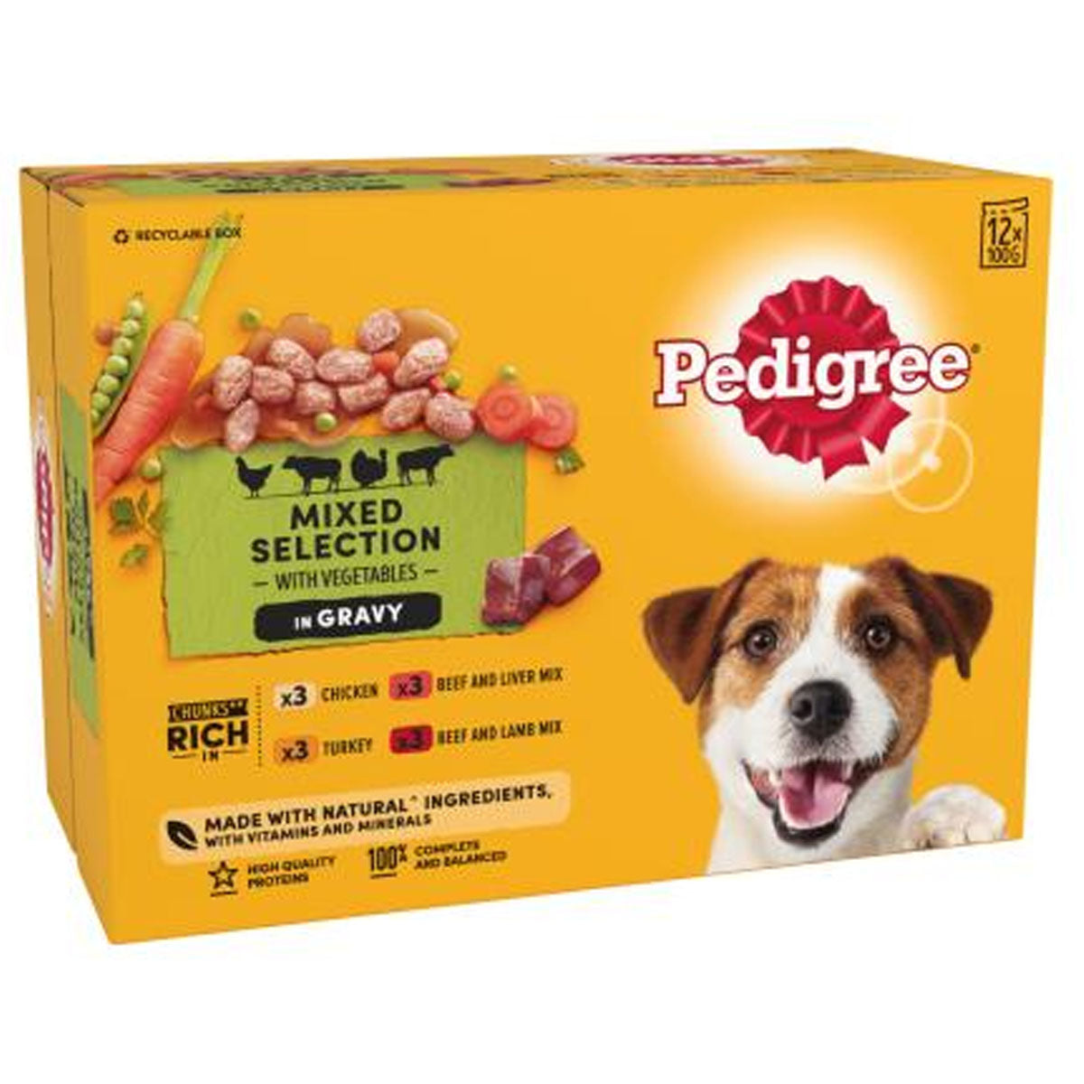 Pedigree - Adult Wet Dog Food Pouches Mixed in Gravy - 12 x 100g mixed selection dog food.