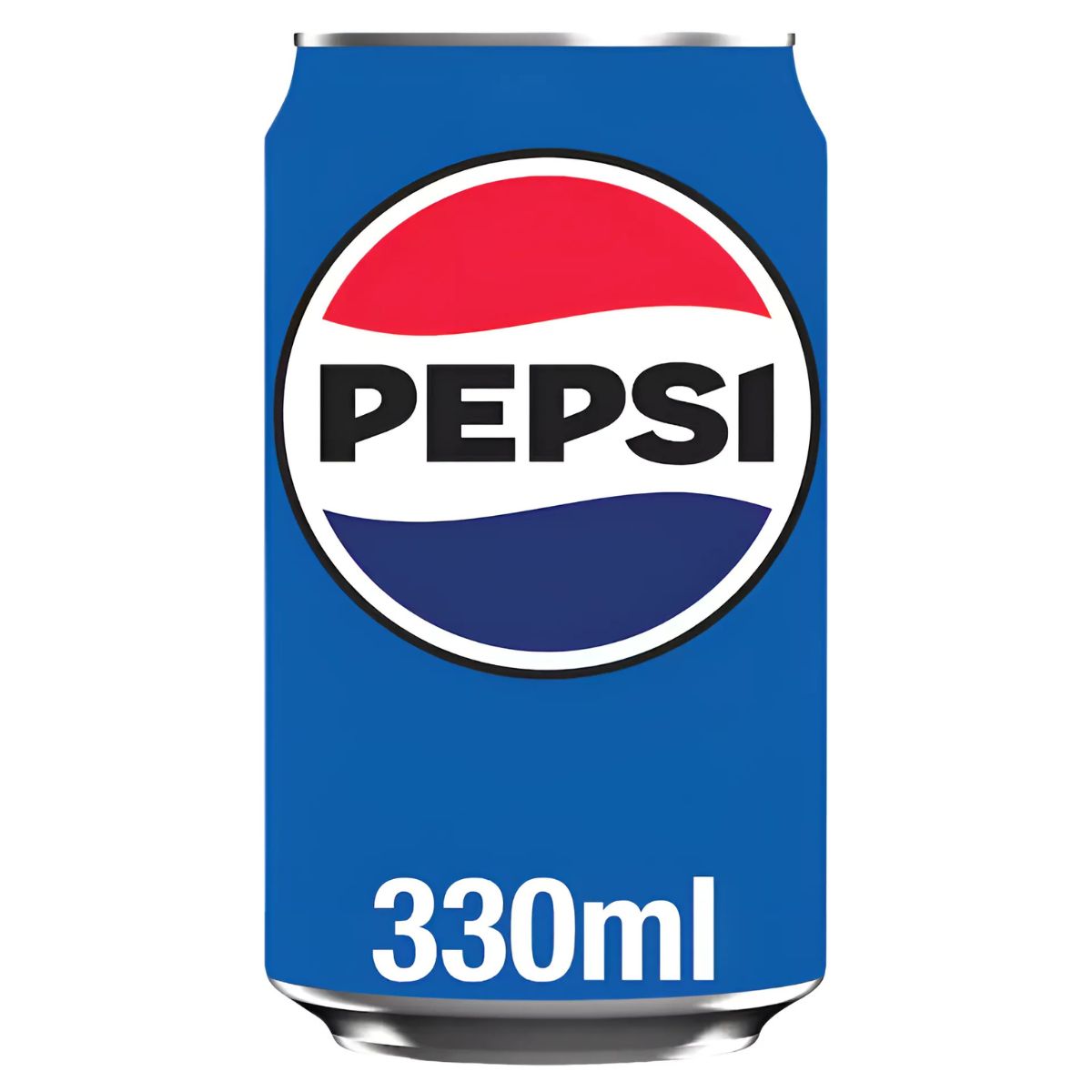 A 330ml Pepsi can with the brand’s signature red, white, and blue logo on the front.