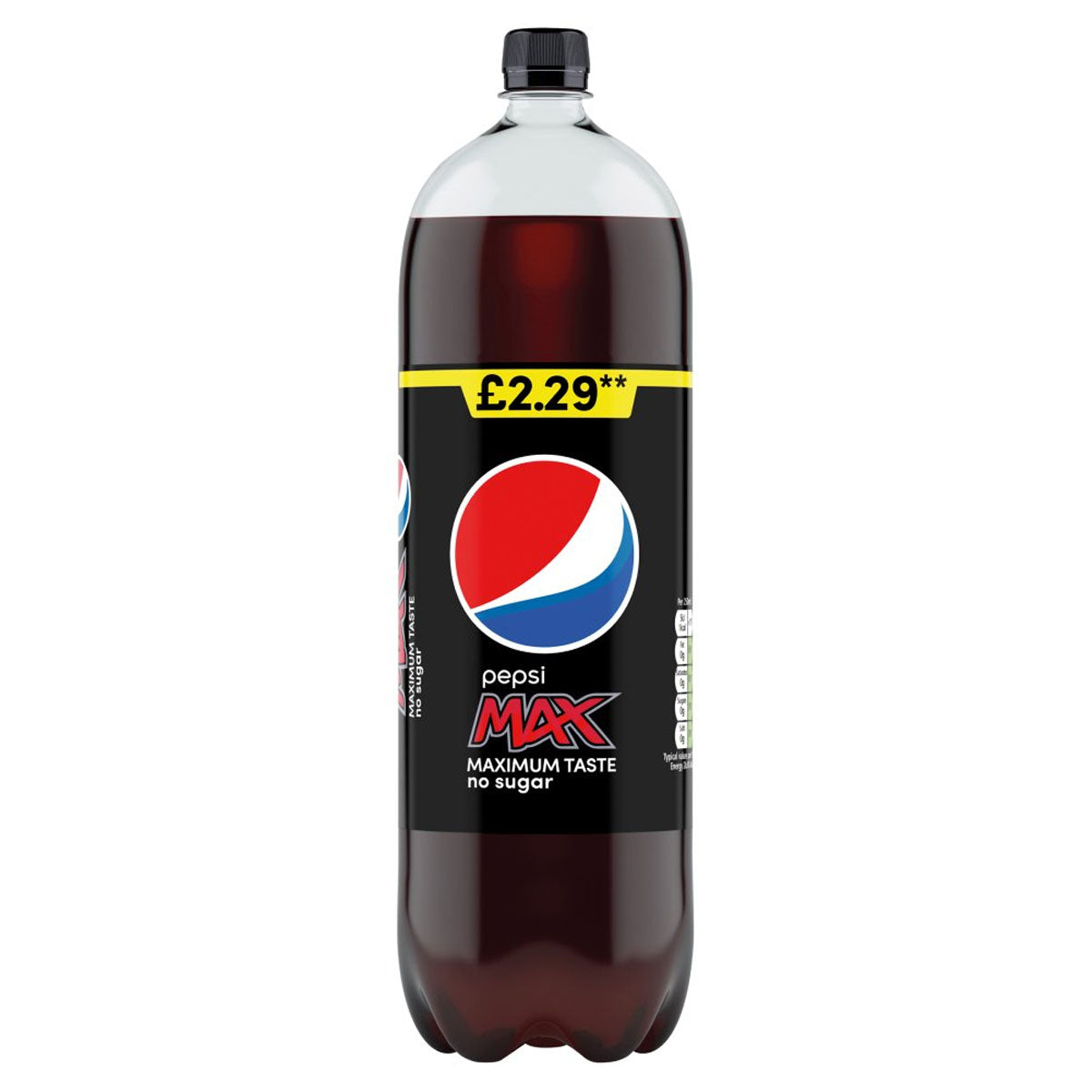 A bottle of Pepsi - Max Cola Bottle - 2L on a white background.