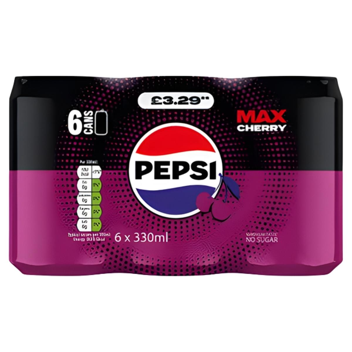 Pepsi Max Cherry 6-pack packaging on a white background