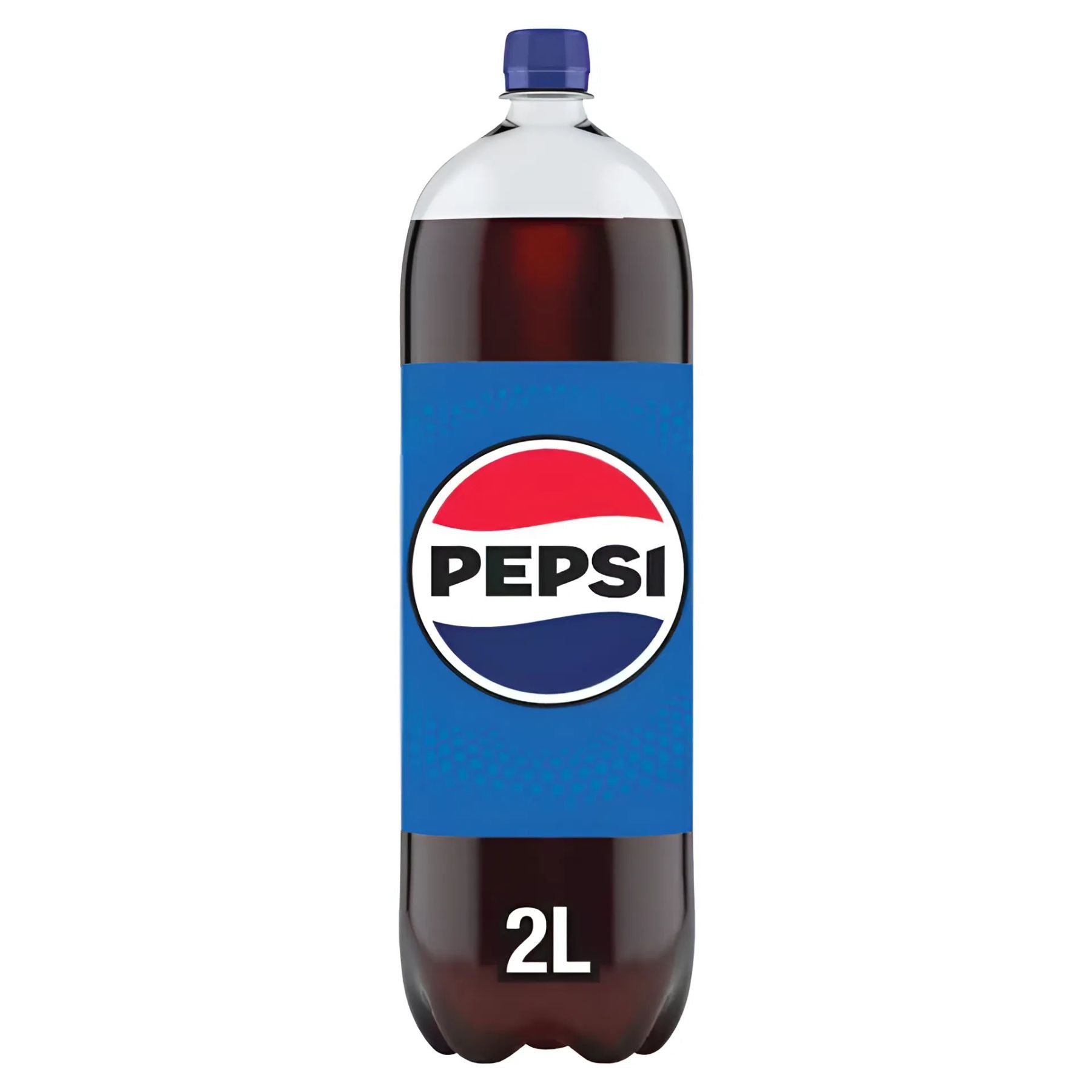 A 2L bottle of Pepsi Original, a cola-flavored soft drink from Pepsi, with a blue label featuring the Pepsi logo and a white cap.