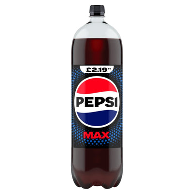 A 2L bottle of Pepsi Max - No Sugar Cola by Pepsi, featuring a £2.19 price label on the cap and the brand logo on the front, delivers a refreshing sugar-free cola experience.