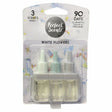 Three Perfect Scents - Refill White Flowers - 20ml bottles, featuring a calming floral fragrance, are packaged together in a clear plastic container with product details on the card.