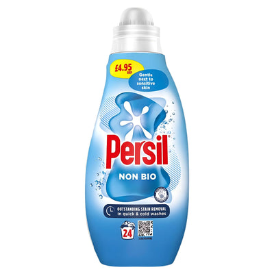 Persil - Non Bio Liquid Detergent 24 Washes (648ml), priced at £4.95, delivers powerful stain removal yet is gentle on sensitive skin and effective in both quick and cold washes.