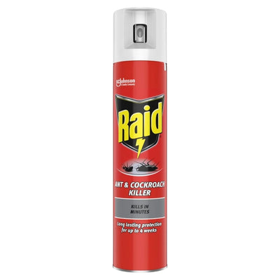 Raid ant and cockroach killer spray can on a white background