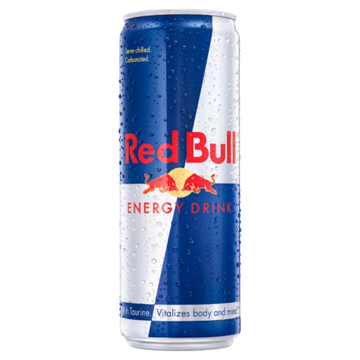 Red Bull energy drink can on a white background