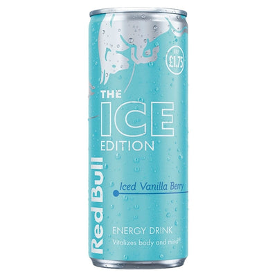 Red Bull Energy Drink can with 'The Ice Edition' label on a white background