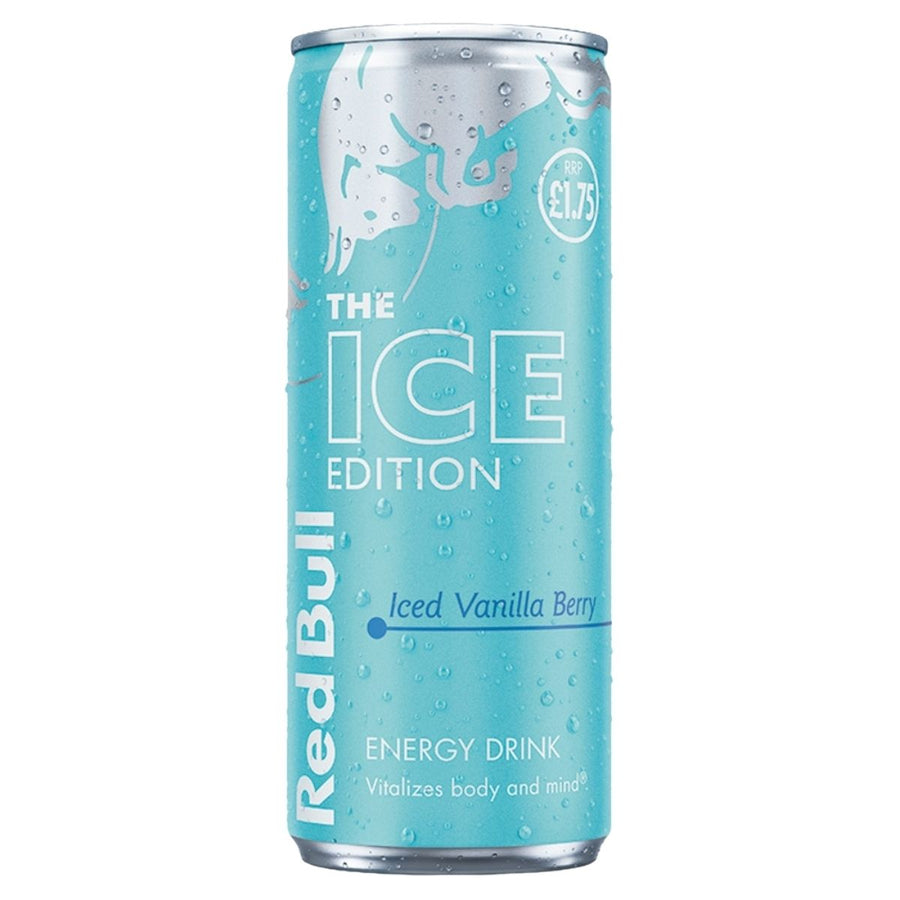 Red Bull Energy Drink can with 'The Ice Edition' label on a white background