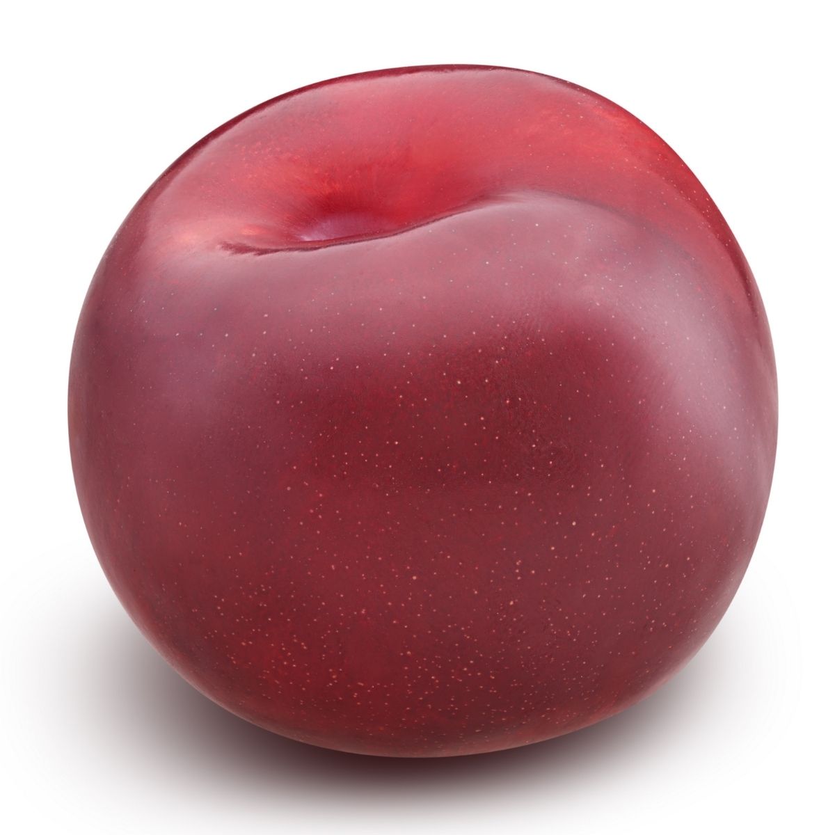 The Continental Food Store Red Plum - Each features a ripe, red plum with smooth skin, ideal for fresh snacking. Photographed on a white background.