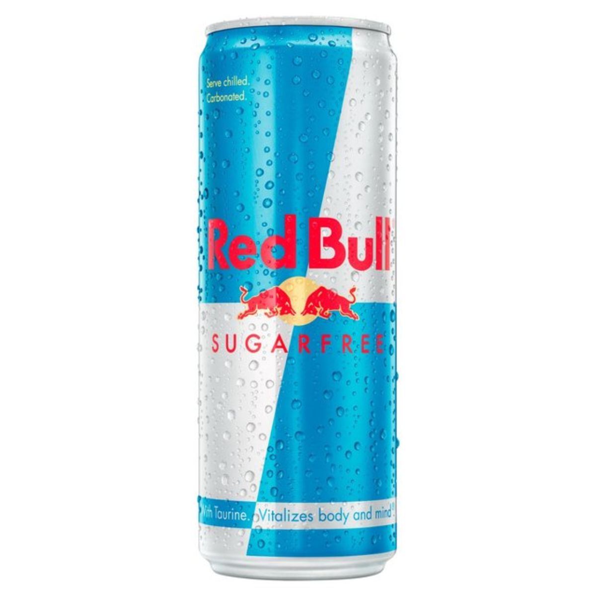 A can of Redbull - Sugar free - 355ml on a white background.