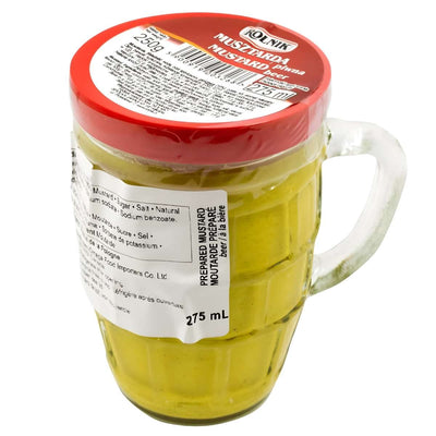 A glass mug filled with Rolnik Classic Mustard (250g), sealed with a red lid and side label, makes a standout pantry staple for mustard lovers.