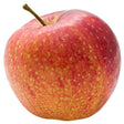 Red apple with a yellowish tint on a white background