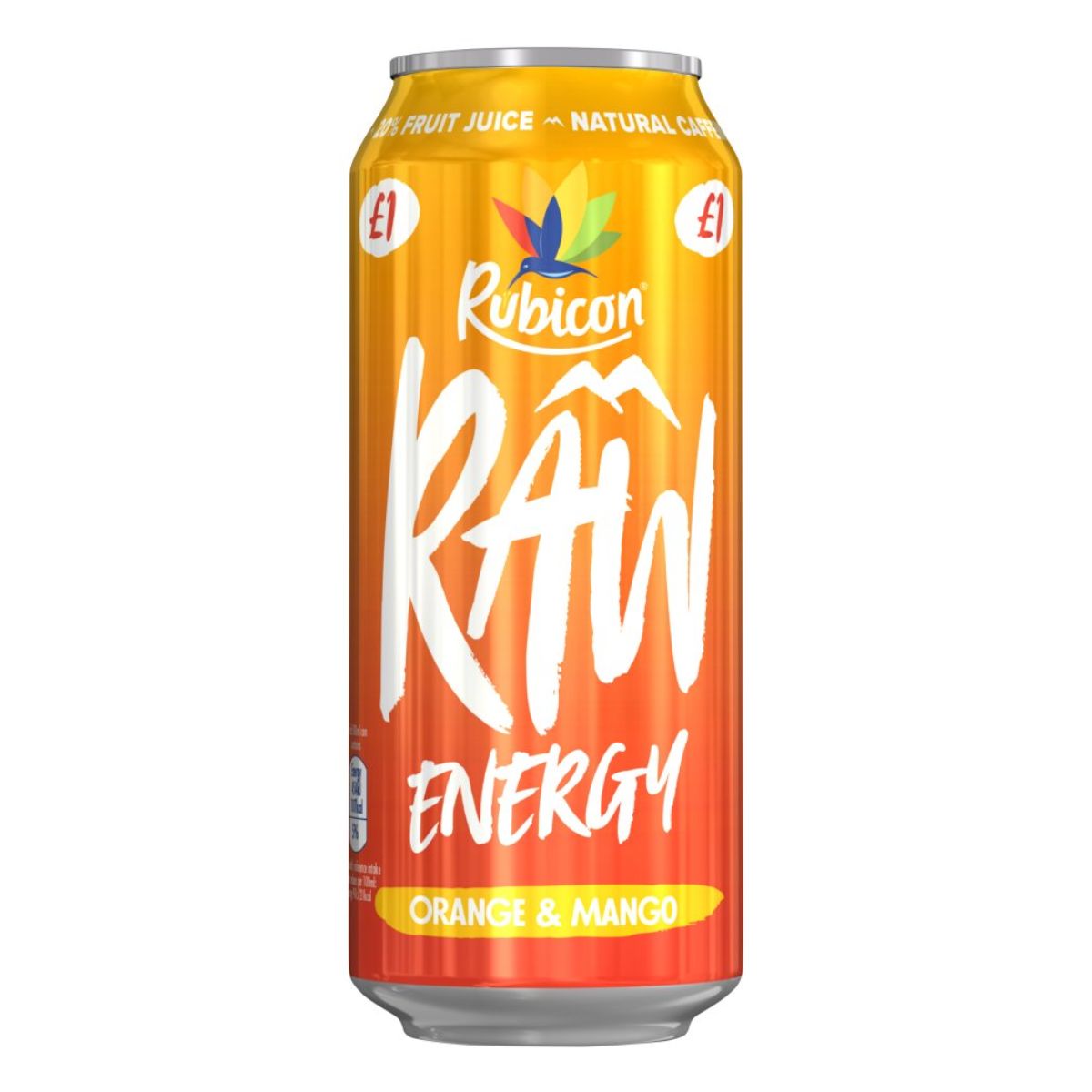 Rubicon - Raw Energy Orange & Mango - 500ml.