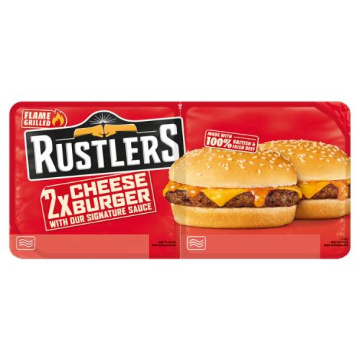 Rustlers - 2 Flame Grilled Cheese Burger - 264g cheese burgers.