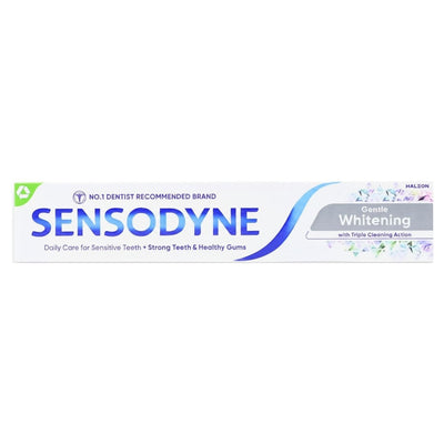 Sensodyne 75ml toothpaste tube on a white background