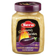 A 650g jar of Sera - Roasted Aubergine Puree dip spread, with a purple lid and label showing an eggplant and text in Turkish and English.