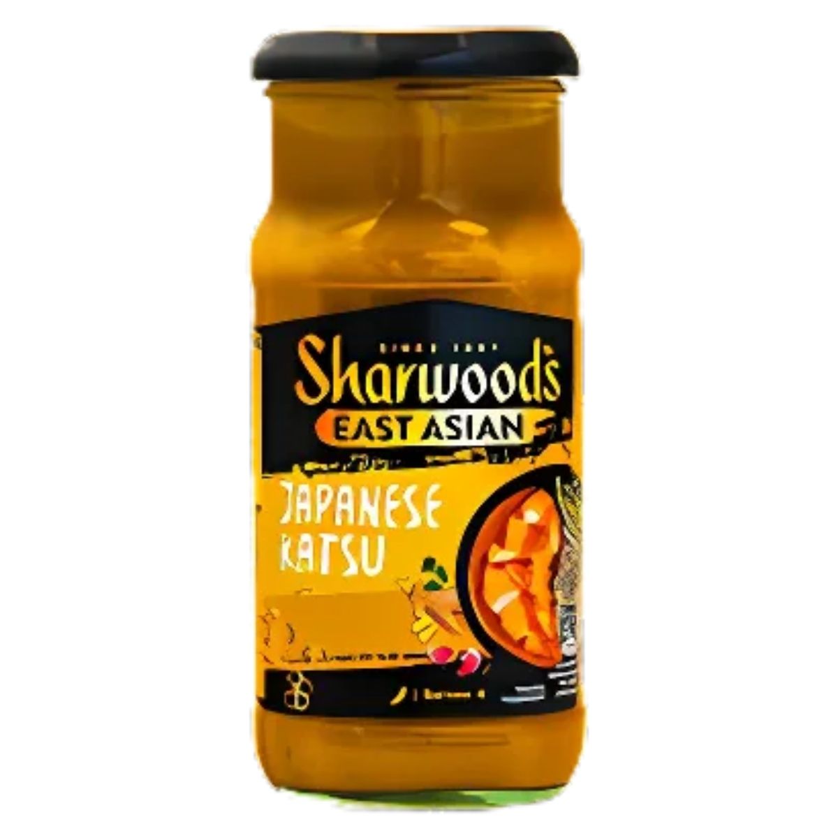 Jar of Sharwood's Japanese Katsu, weighing 415g, ideal for pairing with crispy fried chicken.