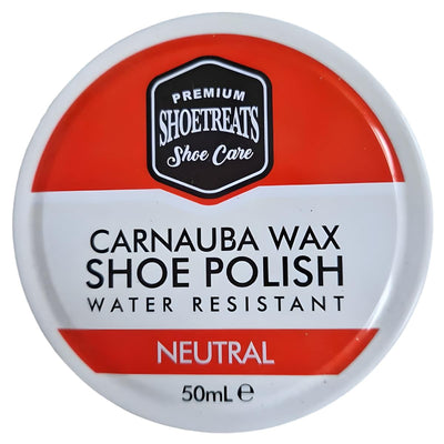 Shoetreats - Neutral Carnauba Wax Shoe Polish (50ml) is a water-resistant shoe polish tin, ideal for leather shoe care.