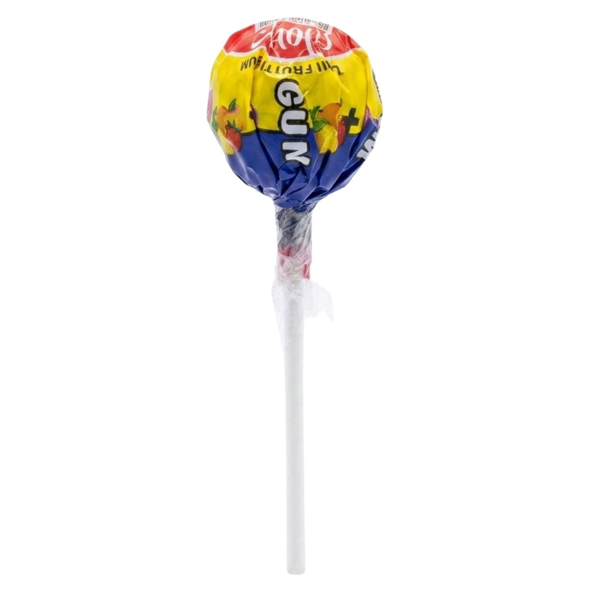 Colorful lollipop with a stick on a white background