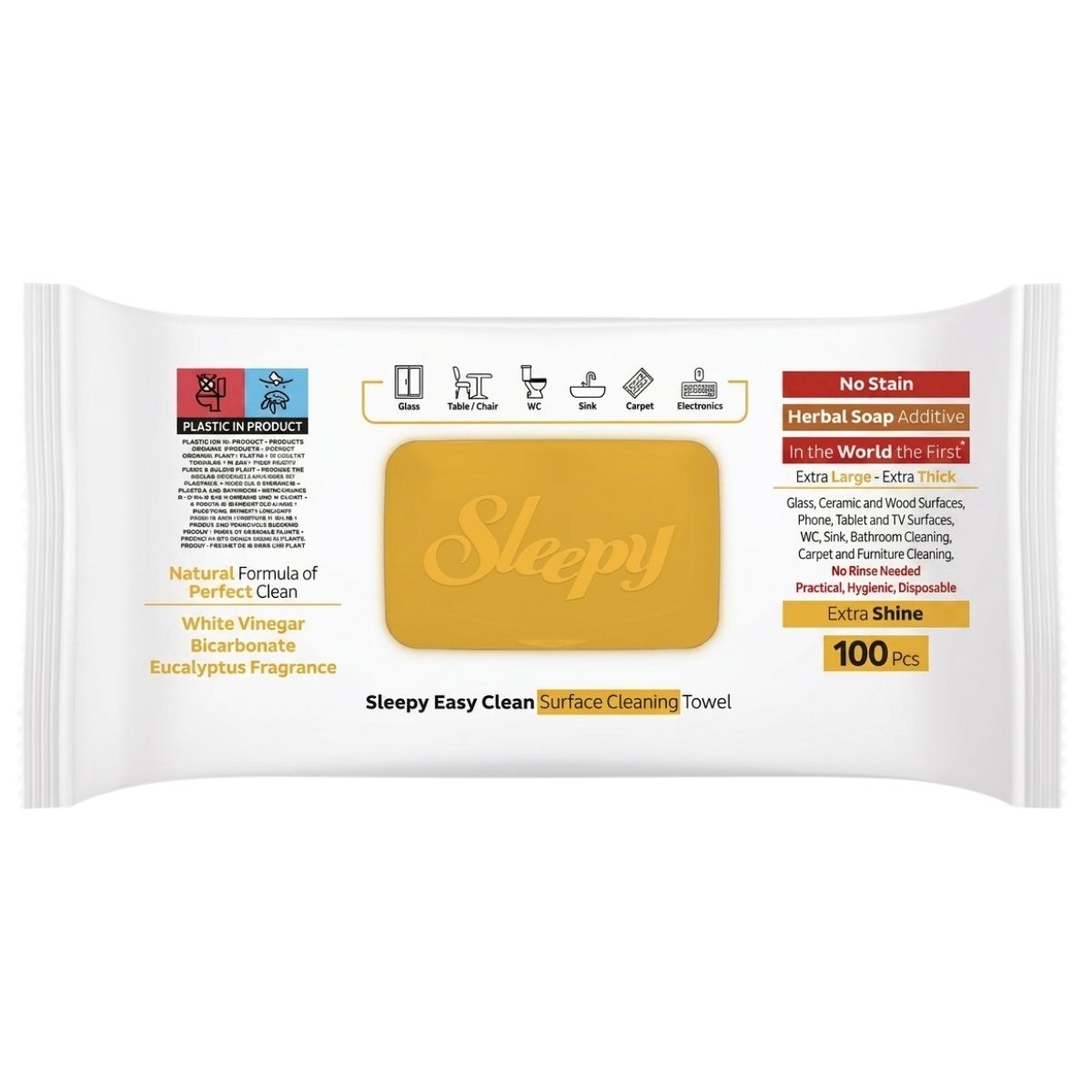 Sleepy Easy Clean Surface Cleaning Towels packaging on a white background