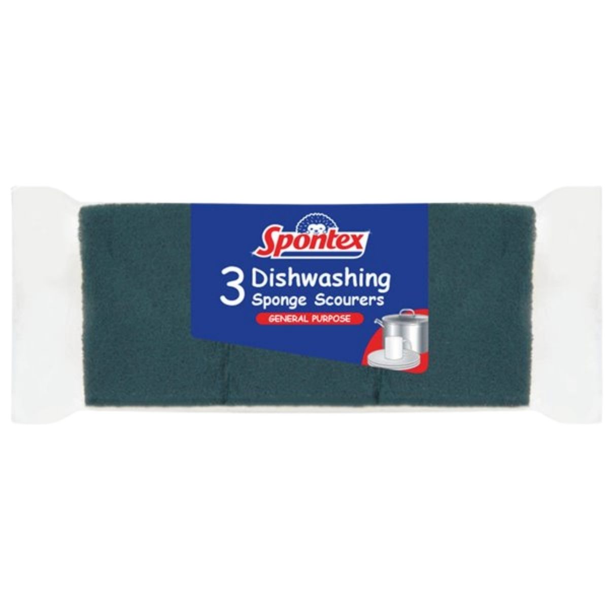Spontex dishwashing sponge scourers packaging on a white background