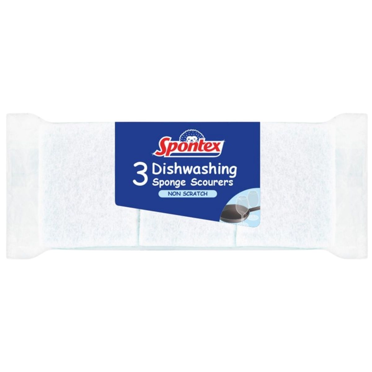 Spontex dishwashing sponge scourers packaging on a white background