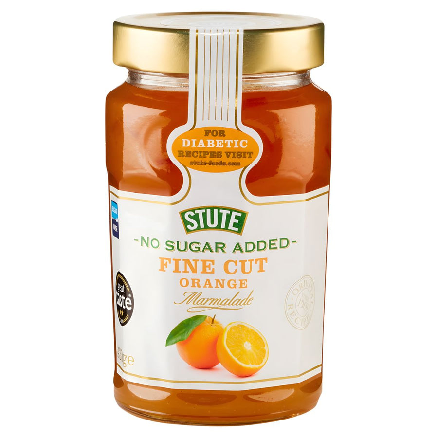 Stute - No Sugar Added Fine Cut Orange Marmalade (430g) delivers classic citrus flavor in every spoonful, with no sugar added for a lighter taste.
