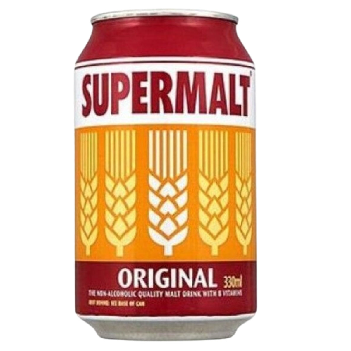 A can of SuperMalt - Original - 330ml on a white background.
