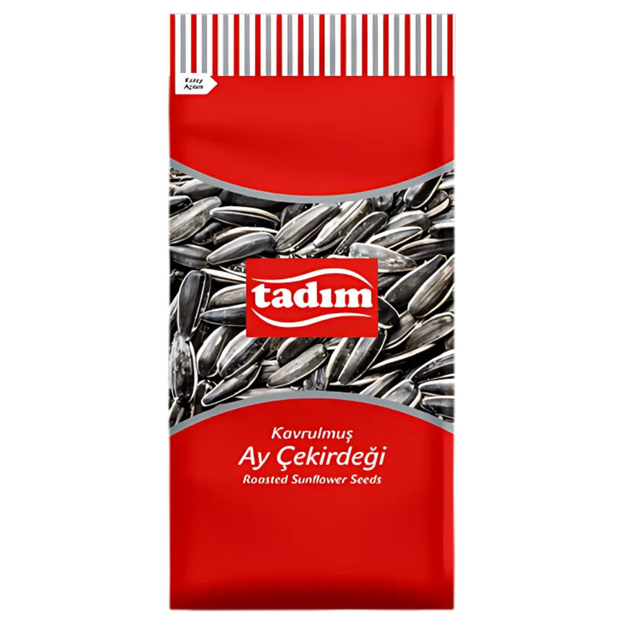 A 270g red and white Tadim package of roasted & salted sunflower seeds, with visible seeds and Turkish, English text on the front—ideal for a wholesome snack.